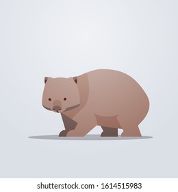 wombat icon cute cartoon wild animal symbol with shadow wildlife species fauna concept flat vector illustration