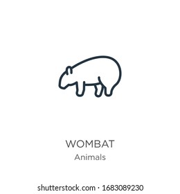 Wombat icon. Thin linear wombat outline icon isolated on white background from animals collection. Line vector sign, symbol for web and mobile