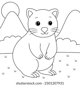 Wombat Outline Coloring Page For Kids