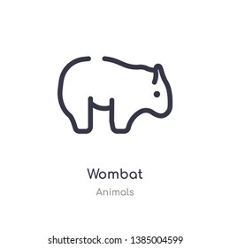 wombat outline icon. isolated line vector illustration from animals collection. editable thin stroke wombat icon on white background