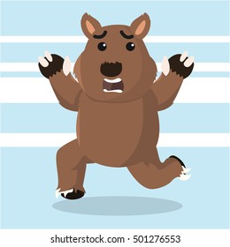wombat running vector illustration design