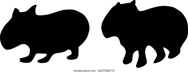Wombat silhouette isolated, Black wombat symbol. Logo. Vector illustration