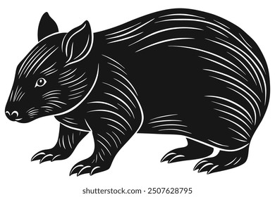 a wombat with the silhouette vector lllustration