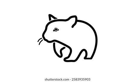 Wombat symbol, black isolated silhouette