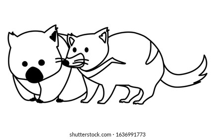 Wombat and Tasmanian devil on white background. vector illustration design.