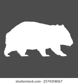 Wombat White Silhouette Full Body Illustration