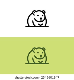 wombat wild animal line logo vector illustration template design