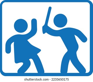 Women abuse icon, violence against women symbol blue vector