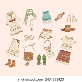 Women Accessories boho Set vector Collection