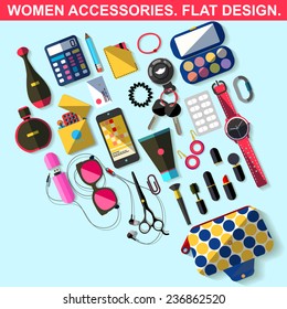 Women accessories. Flat design.