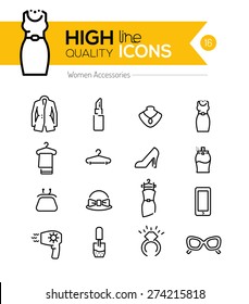 Women Accessories line icons series