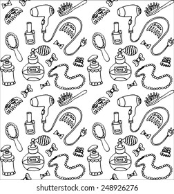 Women accessories pattern black and white - vector illustration