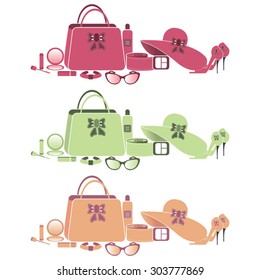 Women accessories - set of 10 elements in 3 different colors, all can be used separately 