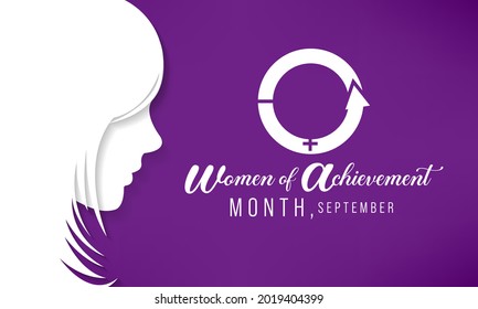 Women of achievement month is observed every year in September,  to recognize outstanding women and organizations for their work in their communities. Vector illustration