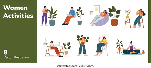 Women Activities of Relaxing Illustration