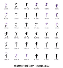 Women At Aerobics Class - Isolated On White Background - Vector Illustration, Graphic Design Editable For Your Design