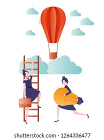 women with aerostatic balloon avatar character