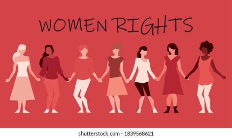 women from all over the world, rights feminist theme vector illustration