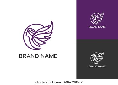 Women Angel logo icon design template flat vector