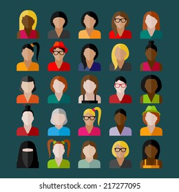 women appearance icons. people flat icons collection 