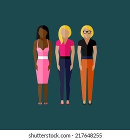 women appearance icons. people flat icons collection 