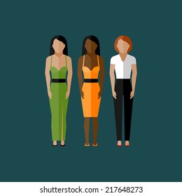 women appearance icons. people flat icons collection 