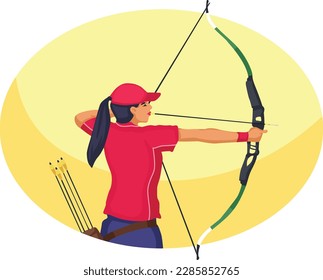 women athlete playing archer illustration