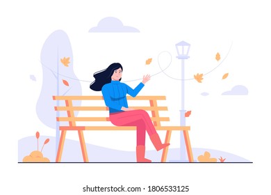 women in autumn concept flat illustration