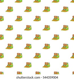 Women autumn sneakers pattern. Cartoon illustration of women autumn sneakers vector pattern for web
