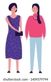 women avatar cartoon character vector illustration graphic design