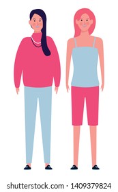 women avatar cartoon character vector illustration graphic design