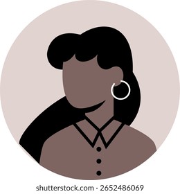 women avatar with earing simple brown icon