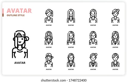 Women avatar icon set for web design, book, magazine, poster, ads, app, etc.
