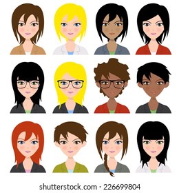 Women avatar vector illustration set collection