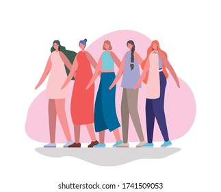 women avatars cartoons design, Woman girl female person and people theme Vector illustration