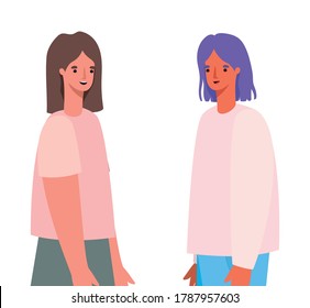 women avatars cartoons design, Woman girl female person and people theme Vector illustration