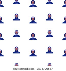 Women avatars. Seamless pattern. Portrait of casual female with different hairstyles and outfits. User profiles. Hand drawn style. Vector drawing. Design ornaments.