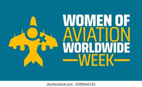 Women of aviation worldwide week background banner or poster design template. observed every year in March. Holiday concept. Use to any Template, card, poster, placard, template.