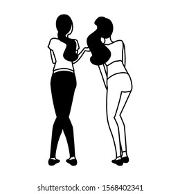 women of back position on white background vector illustration design