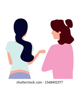 women of back position on white background vector illustration design