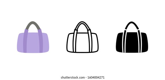Women Bag accesories clothes icon. Apparel flat, silhouette, line vector illustration on white background