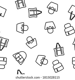 Ilustración De Línea Delgada Del Patrón Del Vector De Accesorios De Bolsa De Mujeres