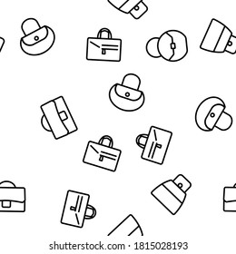 Women Bag Accessory Vector Seamless Pattern Thin Line Illustration