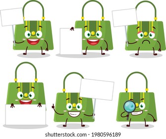 Women bag cartoon character bring information board