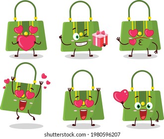 Women bag cartoon character with love cute emoticon