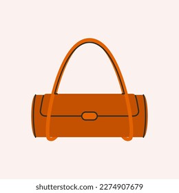 Frauentasche. Fashion-Flach-Handtasche, klassische Ledertasche, Cartoon-stilvolles weibliches Tote-Accessoire. Vektorgrafik