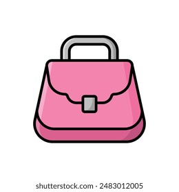 Plantilla de diseño de Vector de ícono de bolso de mujer simple y limpia