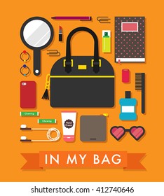 Women bag in stuff vector