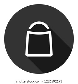 Women bag vector icon. Handbag sign. Lady bag flat icon. Shopping package icon. Purchase pack sign. Packet symbol. EPS 10 flat symbol. Round icon with shadow