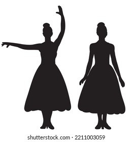 women ballerina silhouette isolated vector